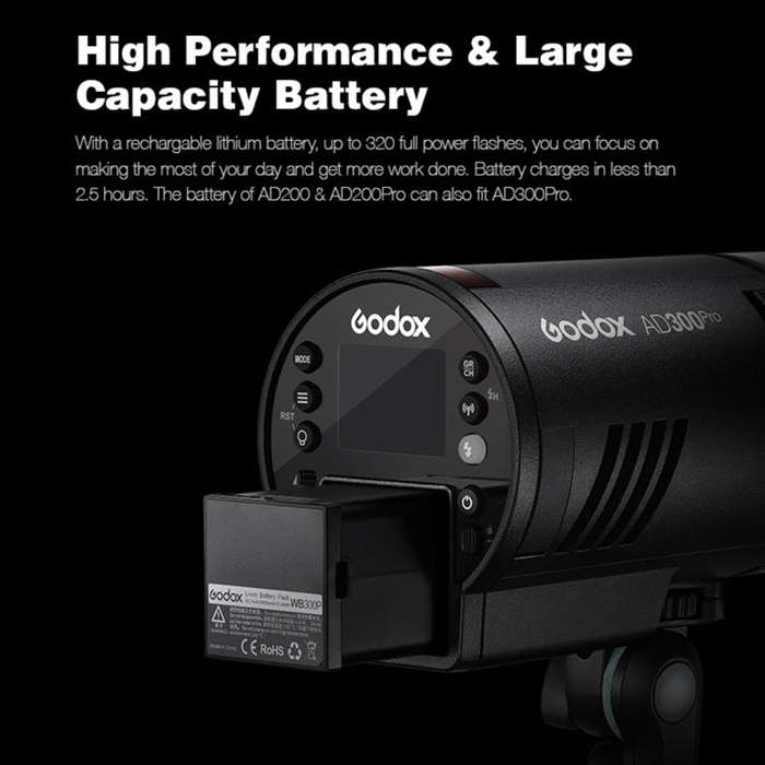 Godox  AD300 Pro 300Ws TTL HSS Pocket Flash Outdoor Speedlite Light Kits(EU Plug)