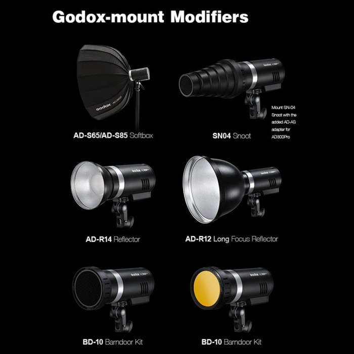 Godox  AD300 Pro 300Ws TTL HSS Pocket Flash Outdoor Speedlite Light Kits(AU Plug)