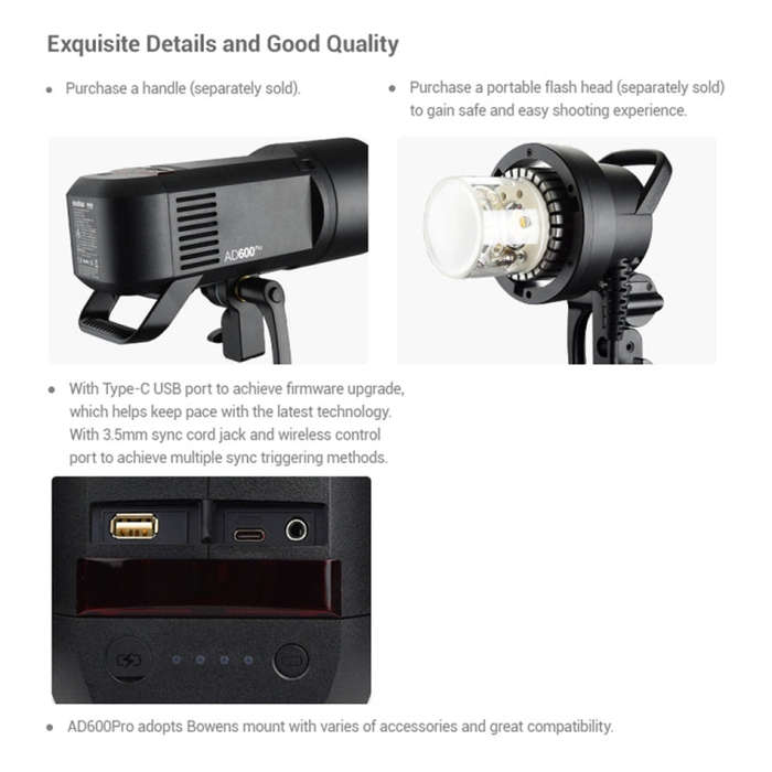 Godox  AD600 Pro WITSTRO 600Ws All-in-One Outdoor Flash 2.4GHz Speedlite Light(UK Plug)