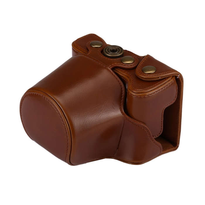 Full Body Camera PU Leather Case Bag with Strap for Canon EOS M6 (Brown)