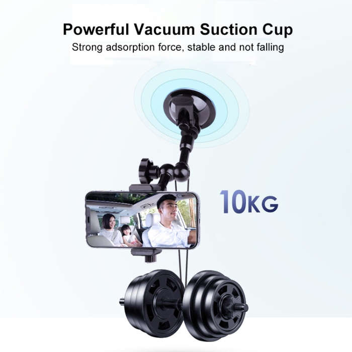 37cm Single Suction Cup Articulating Friction Magic Arm Phone Clamp Mount(Black)