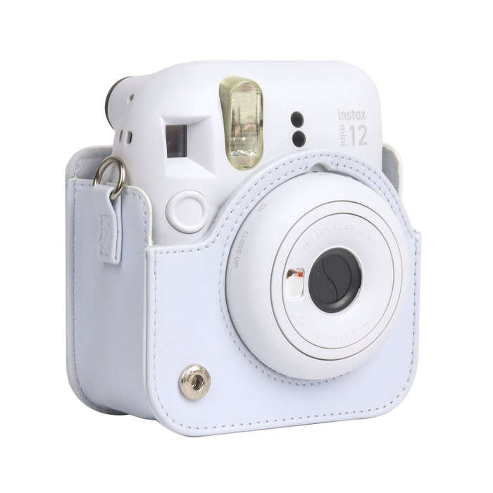 For FUJIFILM instax mini 12 Full Body Leather Case Camera Bag with Strap (White)
