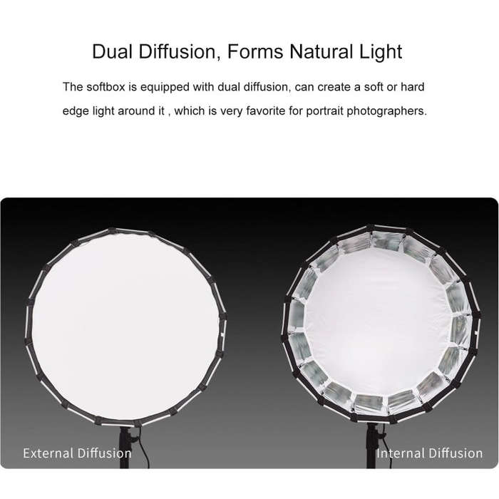 FEELWORLD FSP60 60cm Parabolic Softbox Quick Release Diffuser with Bowens Mount (Black)