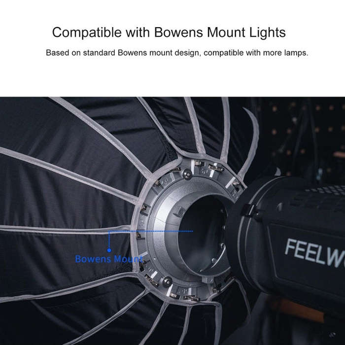 FEELWORLD FSP60 60cm Parabolic Softbox Quick Release Diffuser with Bowens Mount (Black)