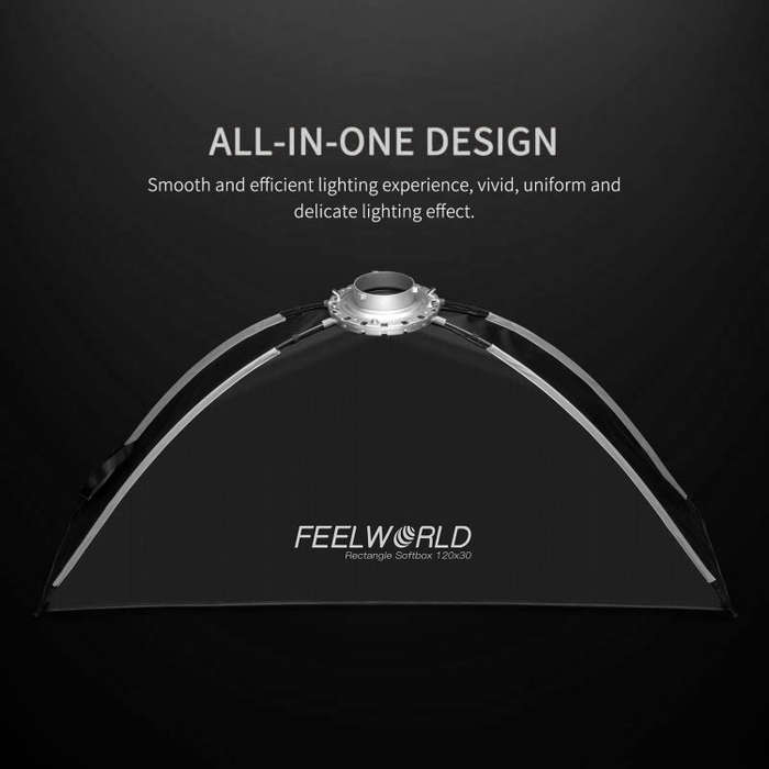 FEELWORLD FSR120 30x120cm Rectangular Softbox Quick Release Bowens Mount Diffuser