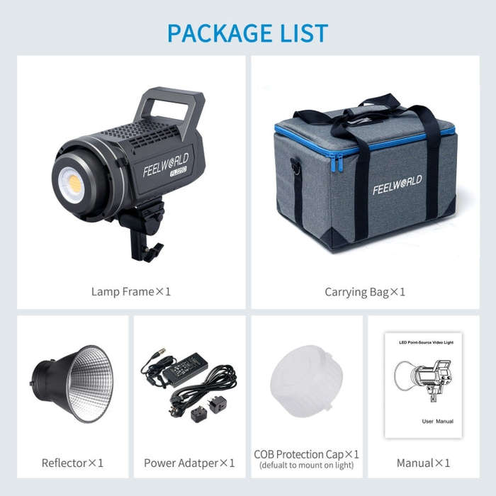 FEELWORLD FL225D 225W Daylight Point Source Video Light, Bluetooth APP Control (EU Plug)