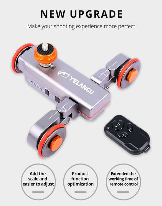YELANGU L4X Camera 3-wheel Dolly II Electric Track Slider 3-Wheel Video Pulley Rolling Dolly Car ...