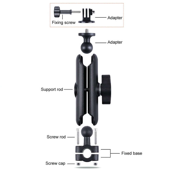 21mm Ballhead Car Front Seat Handlebar Fixed Mount Holder with Tripod Adapter & Screw & Phone Cla...