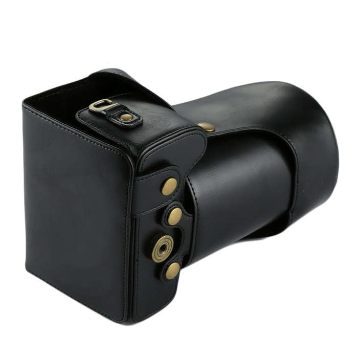 Full Body Camera PU Leather Case Bag for Canon EOS 760D / 750D (18-135mm Lens) (Black)