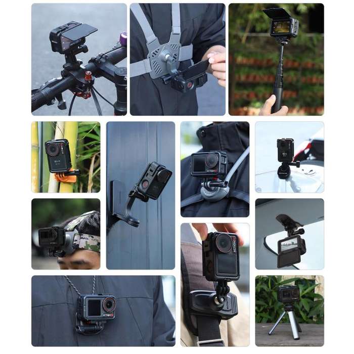For DJI Osmo Action 5 Pro / 4 / 3 Sunnylife Protective Case Frame Mount Adapter Sun Hood Housing ...