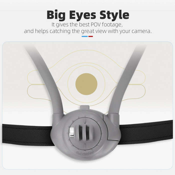 Sunnylife POV Neck Mount Hand Free Video Vlog Neck Selfie Holder with Body Strap (Grey)