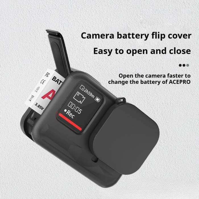For Insta360 Ace Pro Silicone Protective Case with Wrist Strap & Lens Cover (Black)