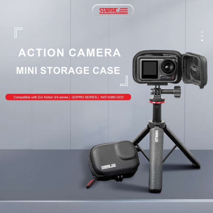 STARTRC Camera PU Carry Case For Insta360 GO3 / DJI Action 3 / 4 / 5 Pro (Black)