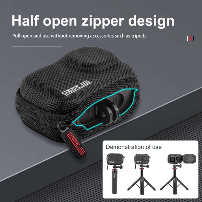 STARTRC Camera PU Carry Case For Insta360 GO3 / DJI Action 3 / 4 / 5 Pro (Black)