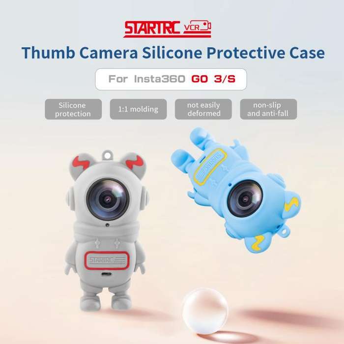 For Insta360 GO 3S STARTRC Cartoon Silicone Protective Case (Dark Gray)