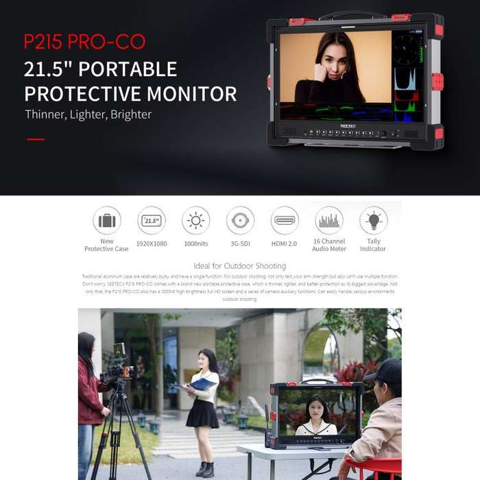 SEETEC P215 PRO-CO 21.5 inch 1000nit High Bright Portable Protective Broadcast Monitor Full HD 19...