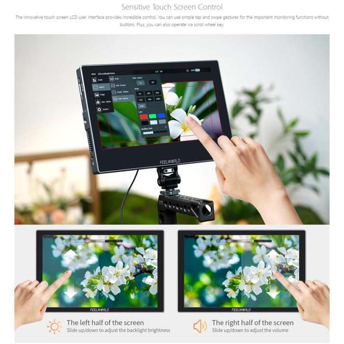 FEELWORLD S10 10.1 inch 12G SDI HDMI2.0 Camera Field Monitor High Brightness 1200nit Touchscreen ...