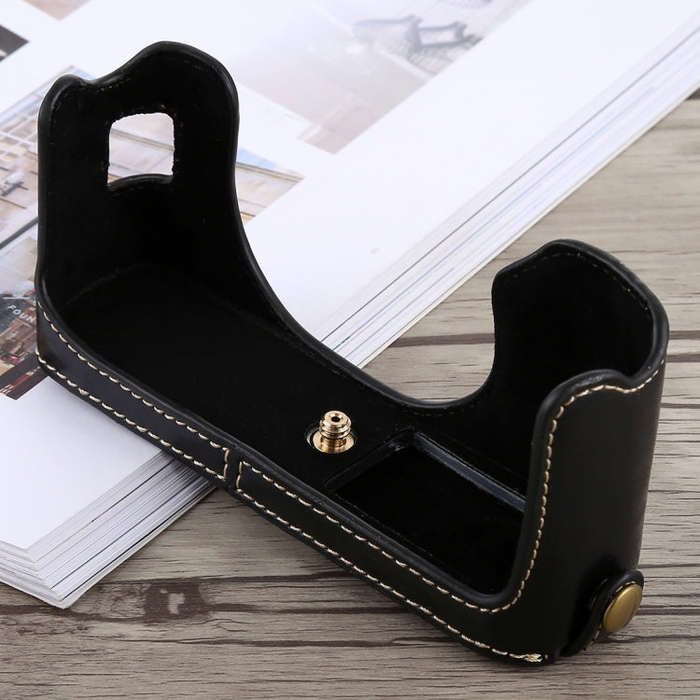1/4 inch Thread PU Leather Camera Half Case Base for FUJIFILM X100F (Black)