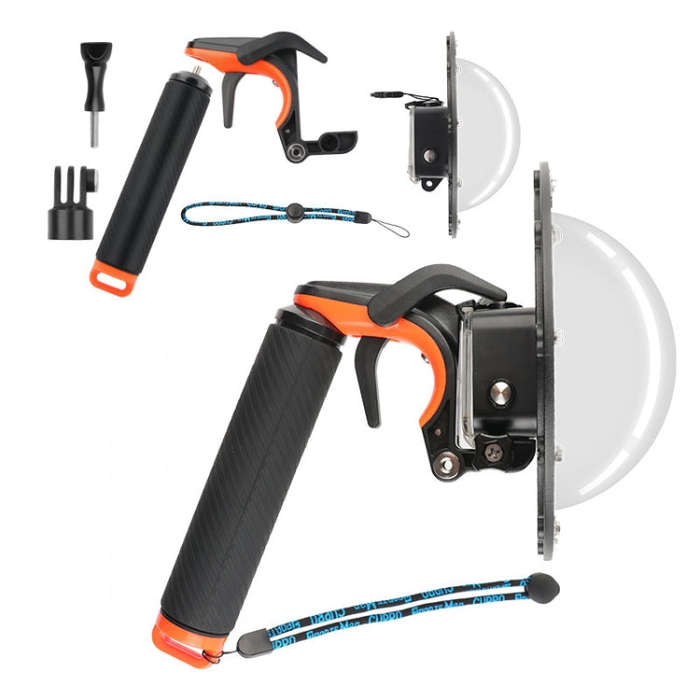 Shutter Trigger + Dome Port Lens Transparent Cover + Floating Hand Grip Diving Buoyancy Stick wit...