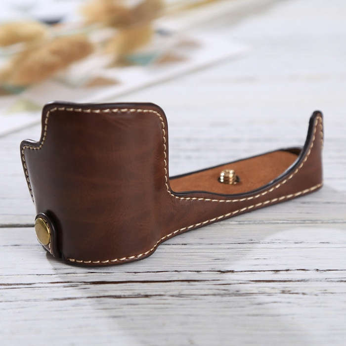 1/4 inch Thread PU Leather Camera Half Case Base for Sony ILCE-5100 / A5100(Coffee)