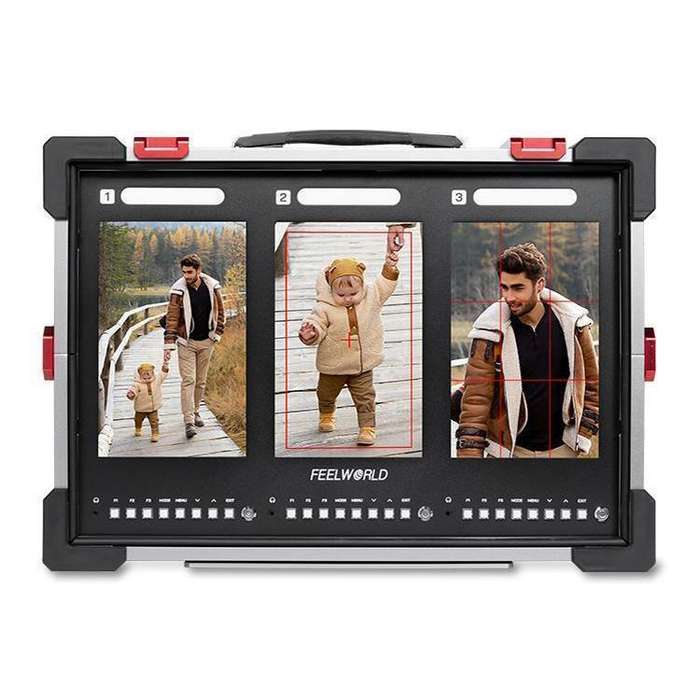 FEELWORLD PS101 Triple 10.1-inch Vertical Dispaly Carry-on Monitor High Brightness 1000nit Portab...