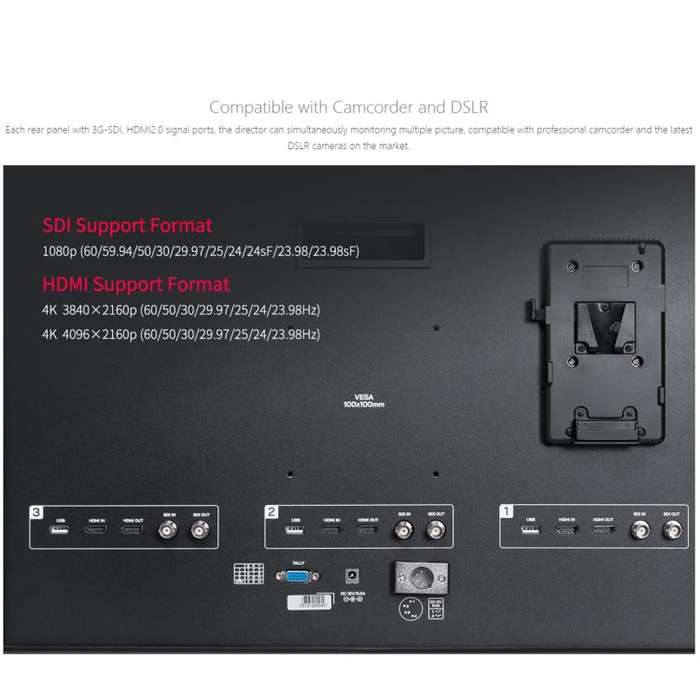 FEELWORLD PS101 Triple 10.1-inch Vertical Dispaly Carry-on Monitor High Brightness 1000nit Portab...