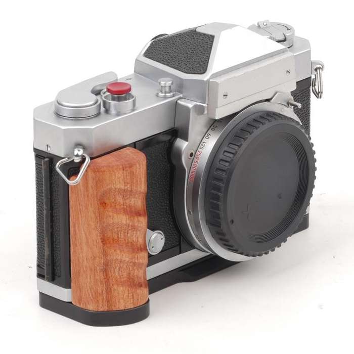 Wooden Hand Grip Arca Quick Release Plate Aluminum Alloy Base for Nikon Nikkormat F / FTn / FT2 /...