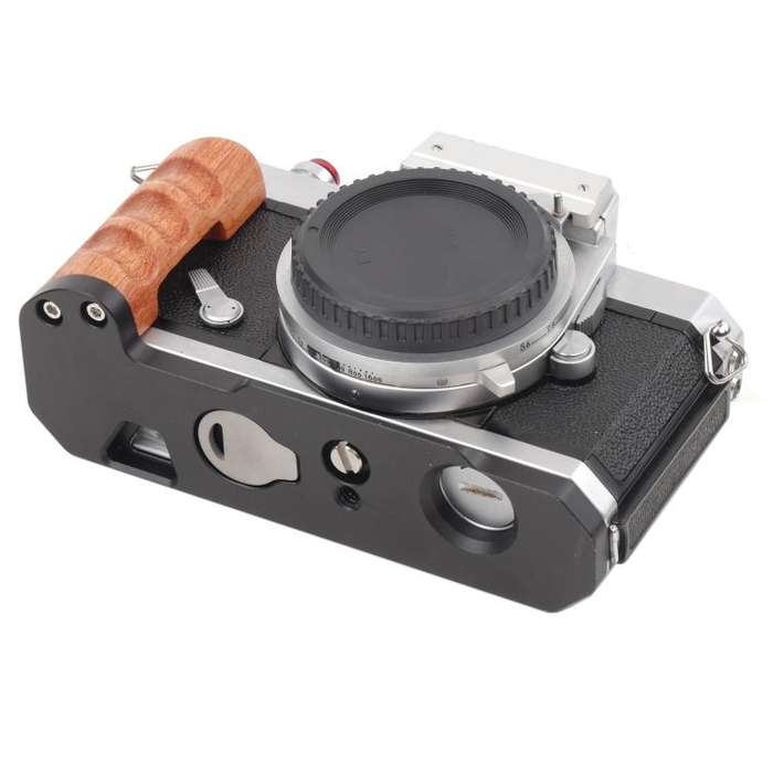 Wooden Hand Grip Arca Quick Release Plate Aluminum Alloy Base for Nikon Nikkormat F / FTn / FT2 /...