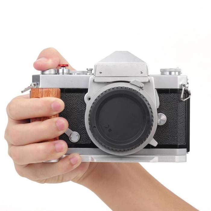 Wooden Hand Grip Arca Quick Release Plate Aluminum Alloy Base for Nikon Nikkormat F / FTn / FT2 /...