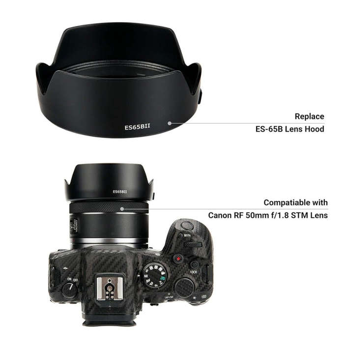 ES-65BII Lens Hood Shade for Canon RF 50mm F1.8 STM Lens