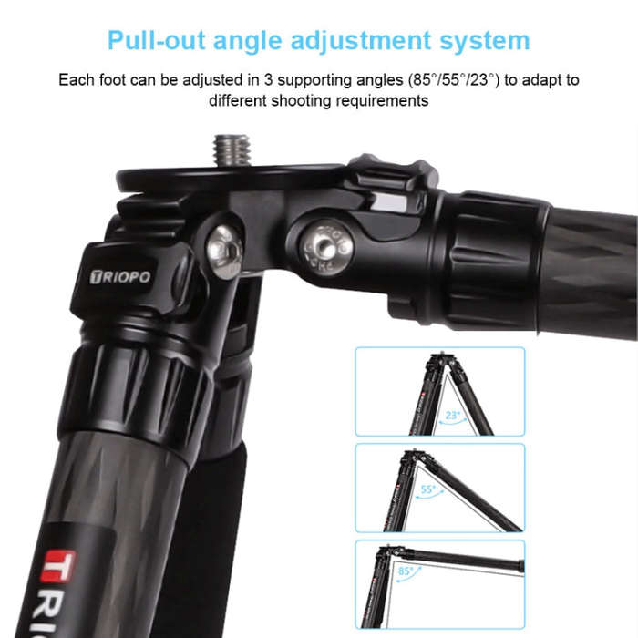 TRIOPO GS2808 Camcorder Photography No Axial Carbon Fiber Tripod Mount Holder with Ball Head, Loa...