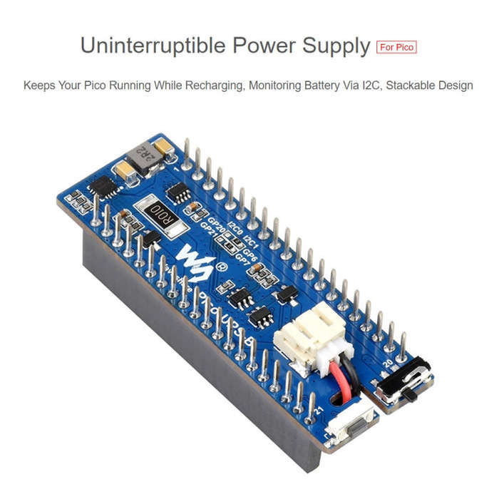 Waveshare UPS Module Uninterruptible Power Supply 600mAh Li-Po Battery Module Stackable Board for...