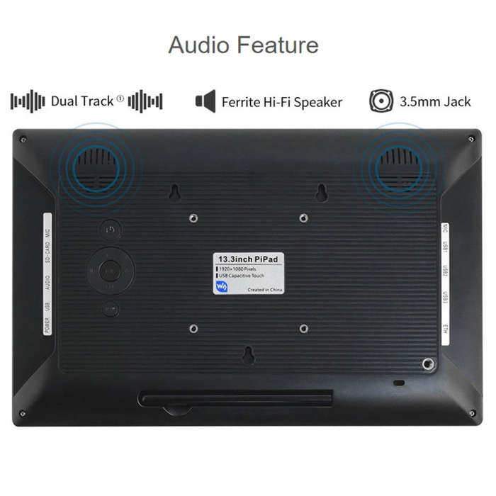 Waveshare 13.3 inch Mini-Computer Powered by Raspberry Pi 3A+, HD Touch Screen(US Plug)