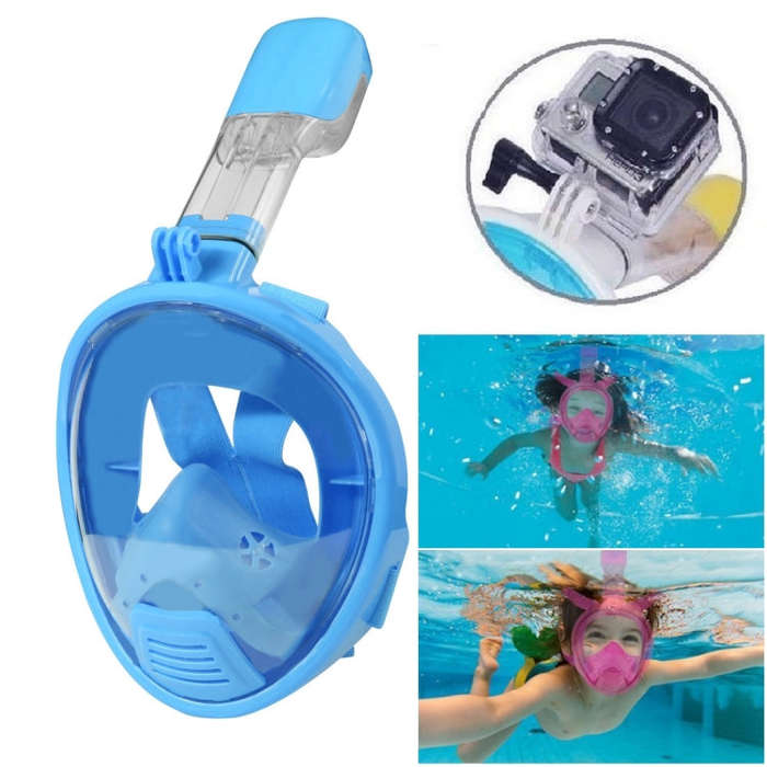 Kids Diving Equipment Full Face Design Snorkel Mask for GoPro, Insta360, DJI and Other Action Cam...