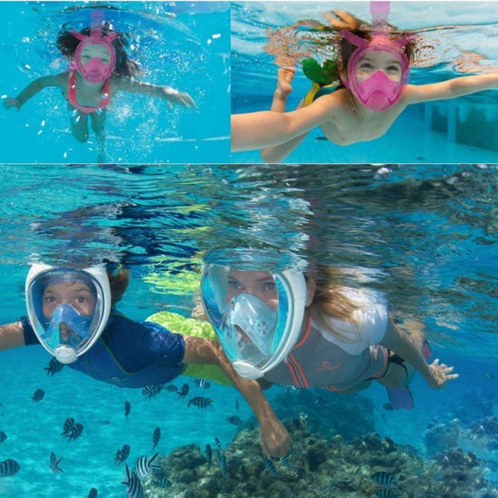 Kids Diving Equipment Full Face Design Snorkel Mask for GoPro, Insta360, DJI and Other Action Cam...