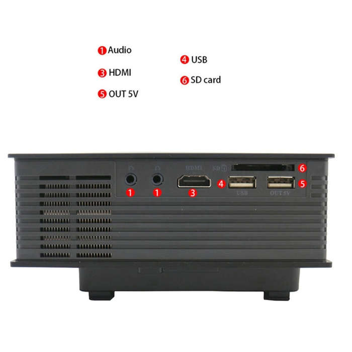 UC68 1200 Lumens HD 800 x 480 Digital LED Projector with Remote Control, Support USB / SD / VGA /...