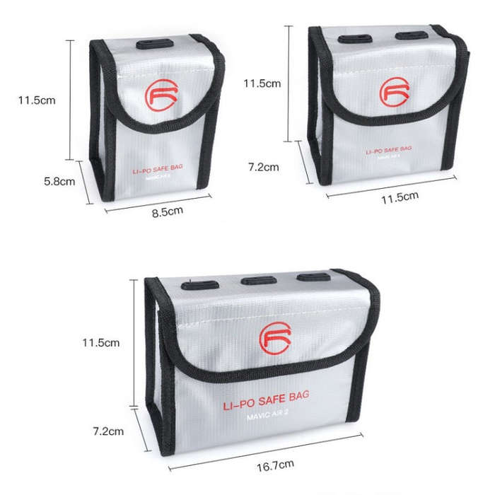 RCSTQ for DJI FPV Combo 2 x Batteries Li-Po Safe Explosion-proof Storage Bag(Silver)