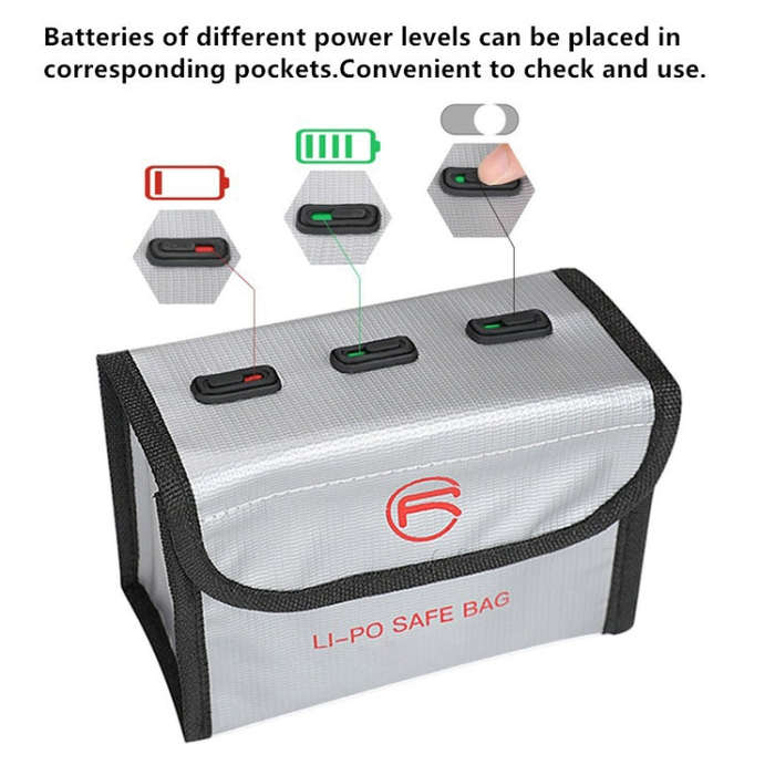 RCSTQ for DJI FPV Combo 2 x Batteries Li-Po Safe Explosion-proof Storage Bag(Silver)