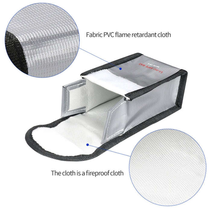 RCSTQ for DJI FPV Combo 2 x Batteries Li-Po Safe Explosion-proof Storage Bag(Silver)