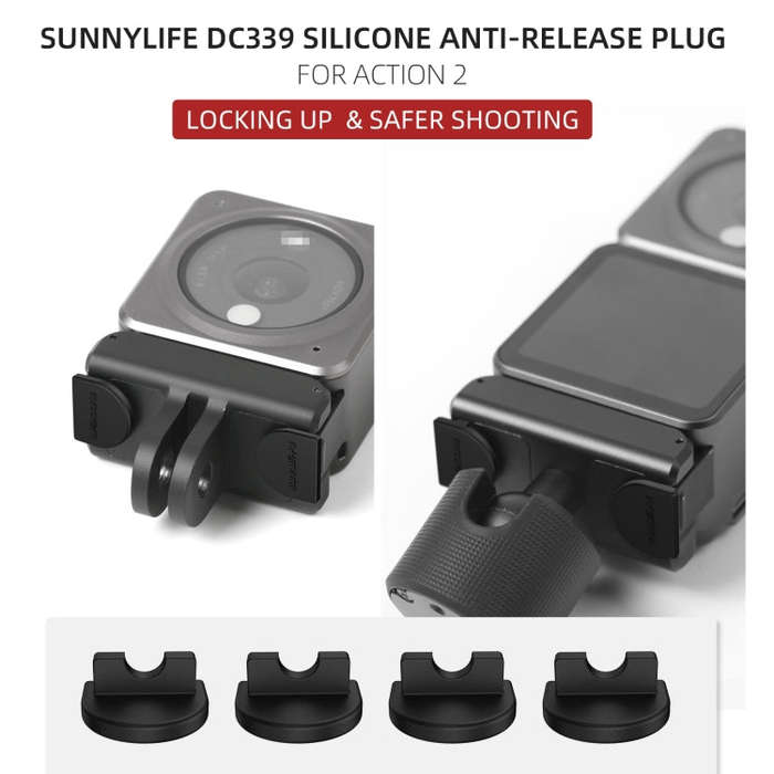 Sunnylife DC339 4 PCS Silicone Anti-release Plug for DJI Action 2 (Black)