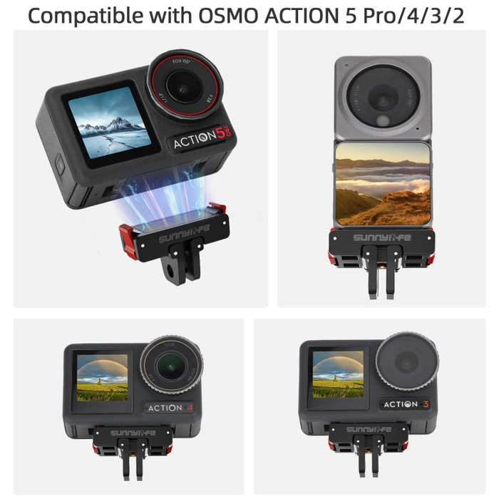 For DJI Osmo 360 / Action 5 Pro / 4 / 3 Sunnylife Foldable Magnetic Quick Release Mount Action Ca...