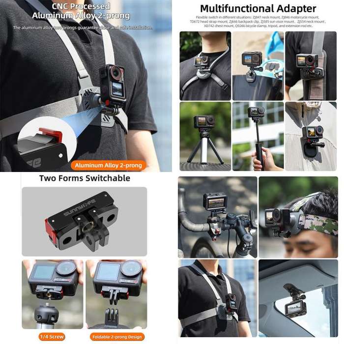 For DJI Osmo Action 5 Pro / 4 / 3 Sunnylife Foldable Magnetic Quick Release Mount + Magnetic Cold...