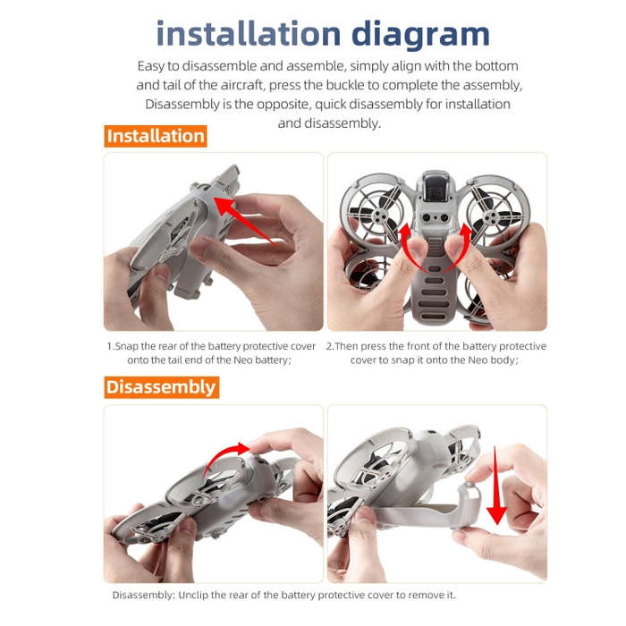 For DJI Neo STARTR Drone Battery Cover Landing Gear Holder (Body Color)