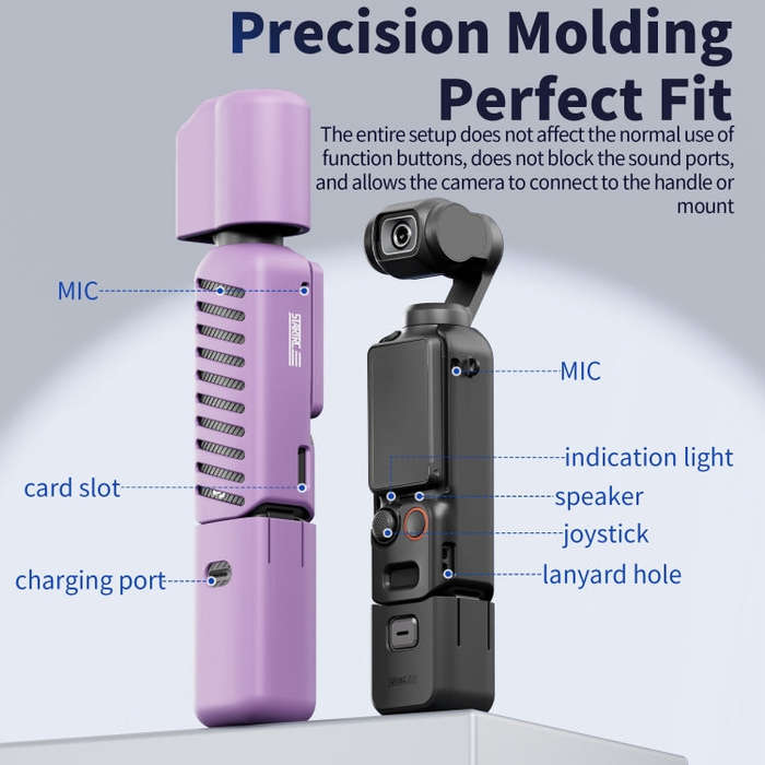 For DJI OSMO Pocket 3 STARTRC 5 in 1 Body Lens Handle Screen Silicone TPU Case (Purple)