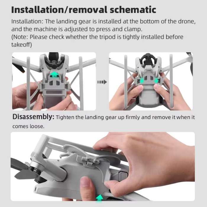 For DJI Mini 3 / 3 Pro BRDRC Folding Heightened Landing Gear Training Rack (Grey)