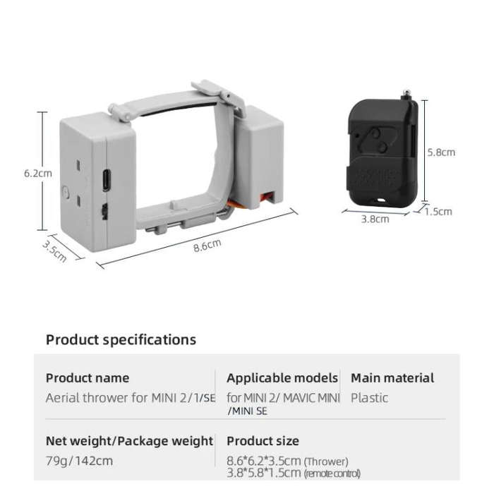 For DJI Mini 2 / Mavic Mini Air-Dropping System Thrower Parabolic (Grey)