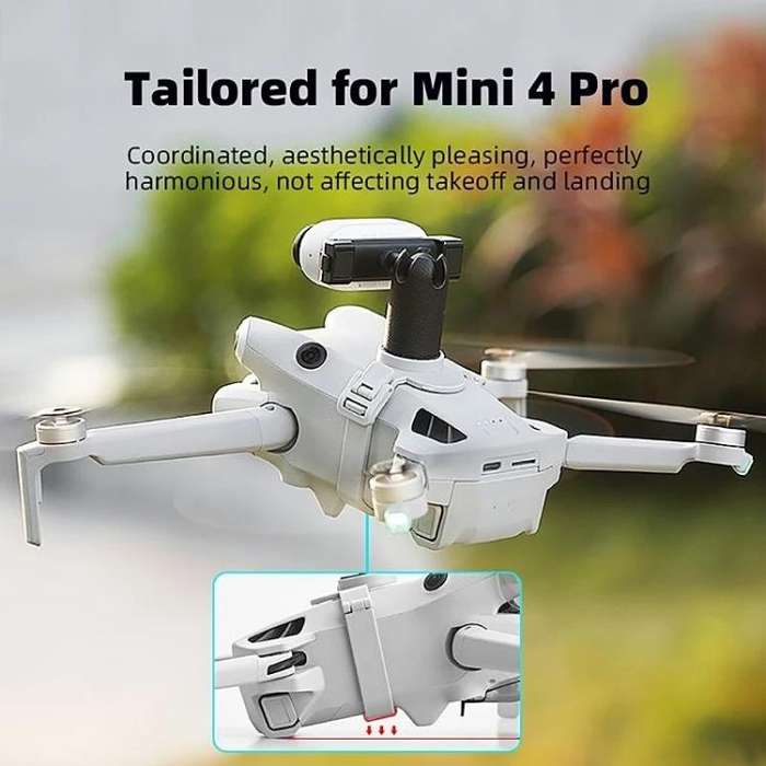 For DJI Mini 4 Pro BRDRC Action Camera Holder Bracket Adapter Drone Gimbal Extension Mount (Grey)