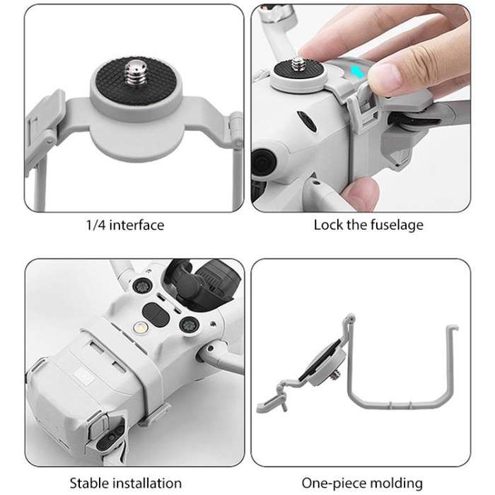 For DJI Mini 4 Pro BRDRC Action Camera Holder Bracket Adapter Drone Gimbal Extension Mount (Grey)