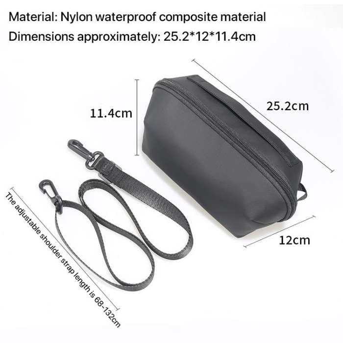 For DJI OSMO Pocket 3 Portable Carrying Case Body Storage Bag with Strap (Black)