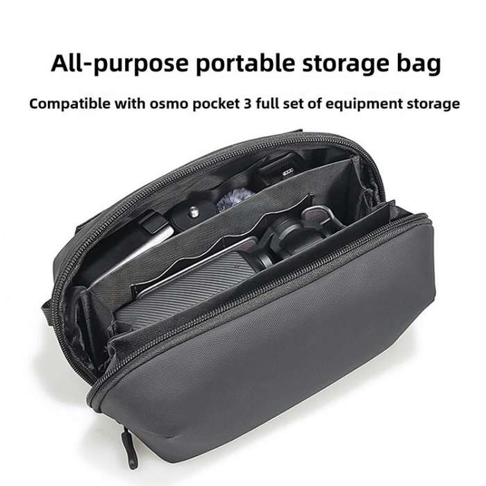 For DJI OSMO Pocket 3 Portable Carrying Case Body Storage Bag with Strap (Black)
